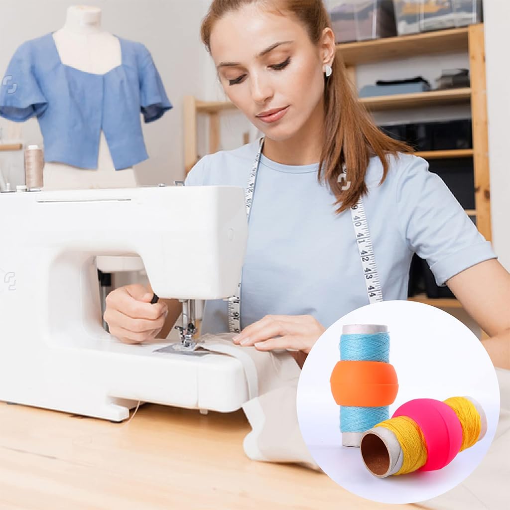 HASTHIP 50Pcs Thread Spool Savers Thread Spool Huggers Prevent Thread Tails from Unwinding Silicone Thread Spool Savers for Sewing Machine and Embroidery Machine Thread Spools