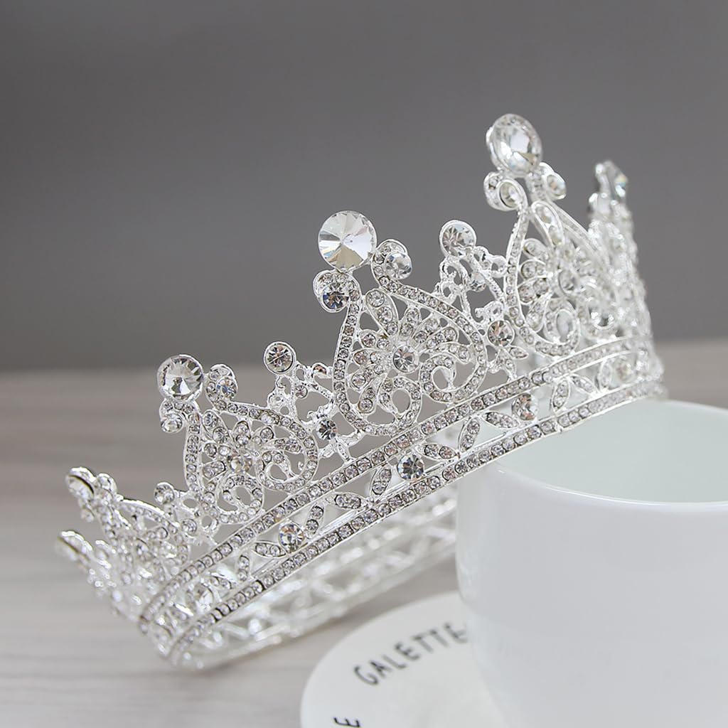 GUSTAVE Sliver Crystal Queen Crowns and Tiaras for Girls Hair Accessories for Prom,Bridal Party & Christmas