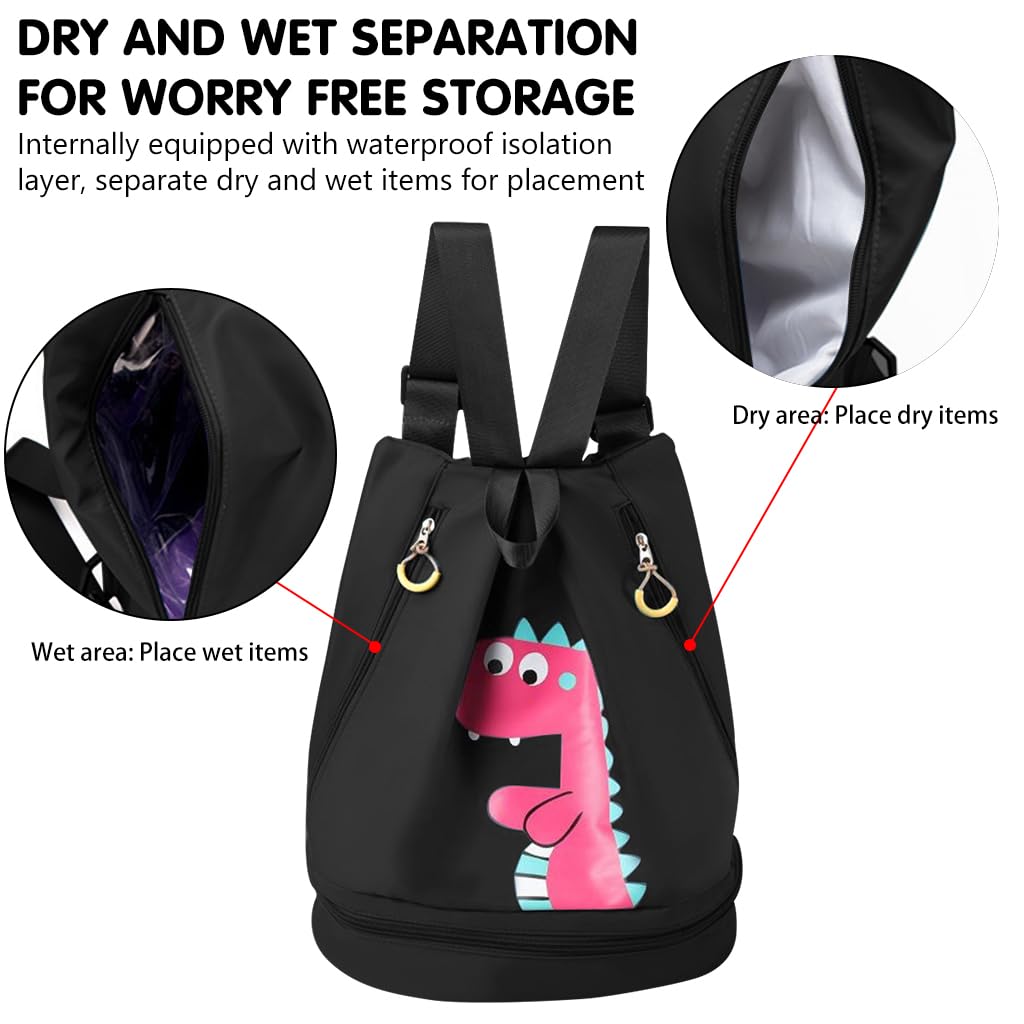 PALAY Swimming Bag for Kids Cartoon Print Shoulder Bag for Kids Large Capacity Backpack for Boys Girls