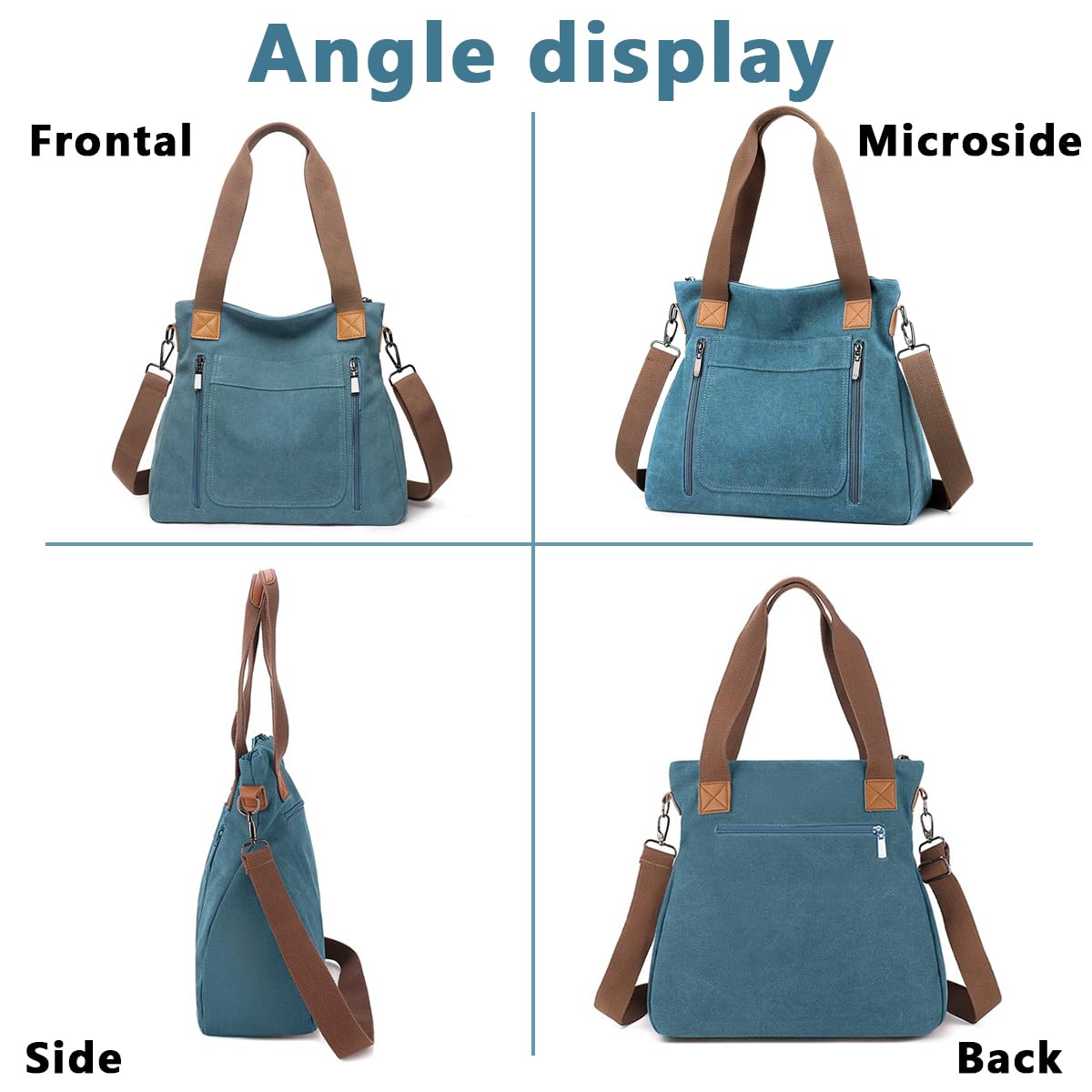 PALAY Handbags for Women Canvas Tote Bag Large Capacity Hobo Bags for Women Girls with Detachable Shoulder Strap