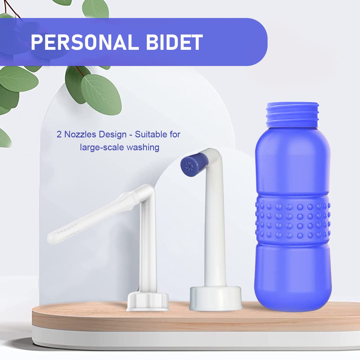 Supvox 450ML Portable Bidet Jet Spray for Toilet, Peri Bottle for Postpartum Care 2 Nozzle Strong Spray, Travel Bidet for Toilet With Upgrate Longer Bottle Rod For Personal Wash, Travel Essentials