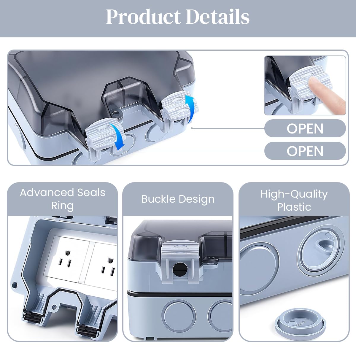 Serplex Waterproof Cover for Duplex Outlet Outdoor Electric Switch Socket Cover Double Socket Switch Cover with Flip Up Lid Universal Duplex Receptacle Waterproof Cover for 86mm×146mm Faceplate