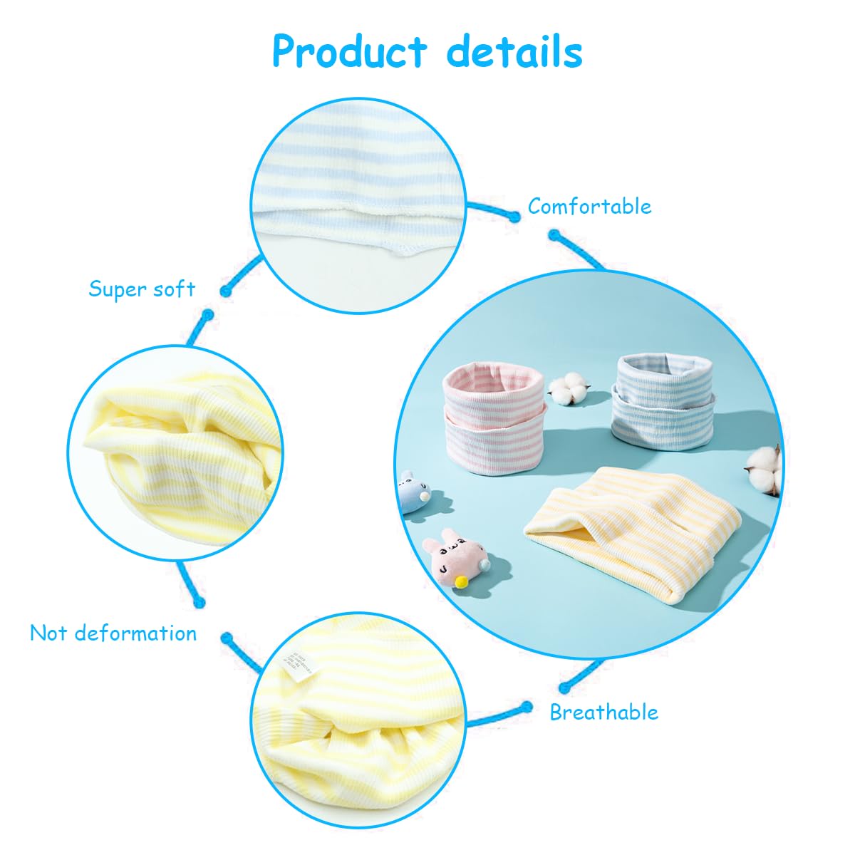 SNOWIE SOFT 3Pcs Cotton Baby Belly Band Baby Belly Button Wrap, Newborn Belly Button Band Umbilical Hernia Belt Adjustable Belly Band Cotton Infant Tummy Band for Infant 0-12 Months, Color Stripe