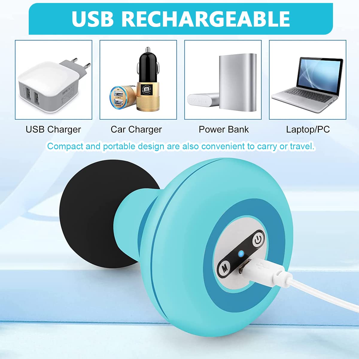 MAYCREATE Mini Electric Massager For Shoulder Head and Body With USB Rechageable Vibrating Deep Muscle Stimulator Powerful 6 Vibration Modes for Back Full Body Muscle Pain
