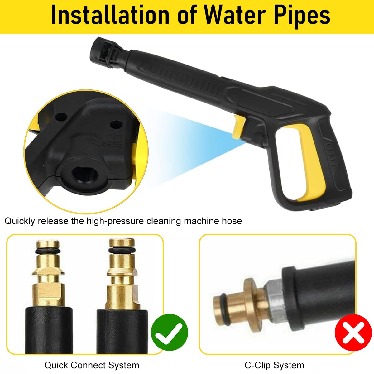 HASTHIP High Pressure Water Sprayer Long Nozzle Spray Gun Kit Pressurized Water Spray Gun with Adjustable Water Flow Universal Sprayer Water Gun for Car Washing, Gardening, Watering