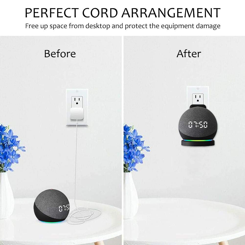 ZORBES Wall Mount for Alexa Echo Dot 4th Generation, Space-Saving Solution Wall Holder with Cord Management for Your Smart Home Speakers, Alexa Echo Dot Accessories (Holder Only, Black)