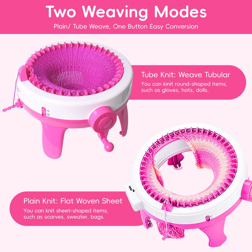 HASTHIP DIY Knitting Machine Set, 40-Stitch Knitting Loom Machine with Wool Yarns, Tools, Needles Hand Cranked Knitting Machine DIY Crochet Knitting Machine for Crochet Hat, Crochet Scarf