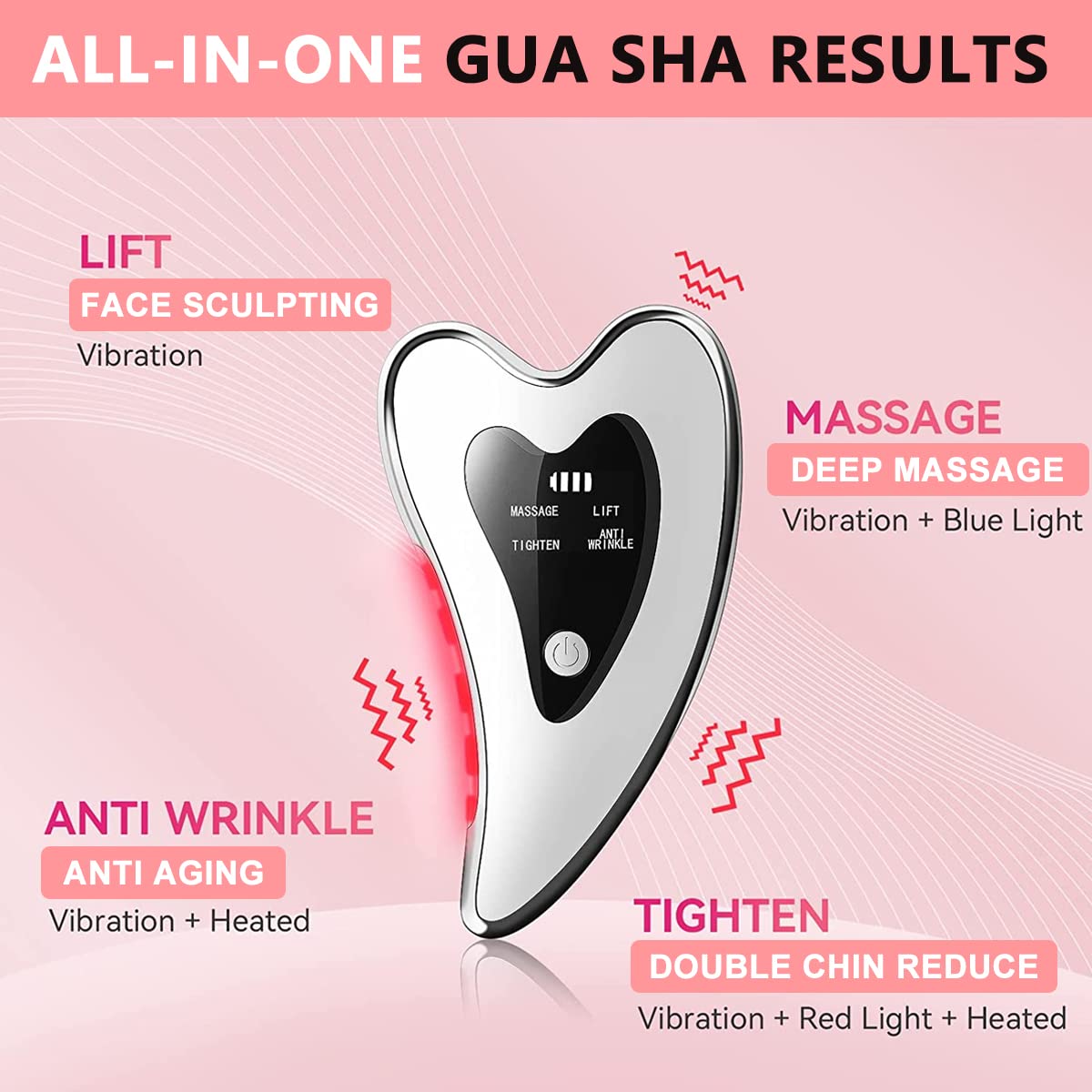 HANNEA Electric Gua Sha Face Massager Neck Massager Electric Gua Sha Tool with 4 Modes for Face Lifting Anti-Aging & Wrinkles, Dredge Lymph Tighten Facial Contour, Remove Double Chin