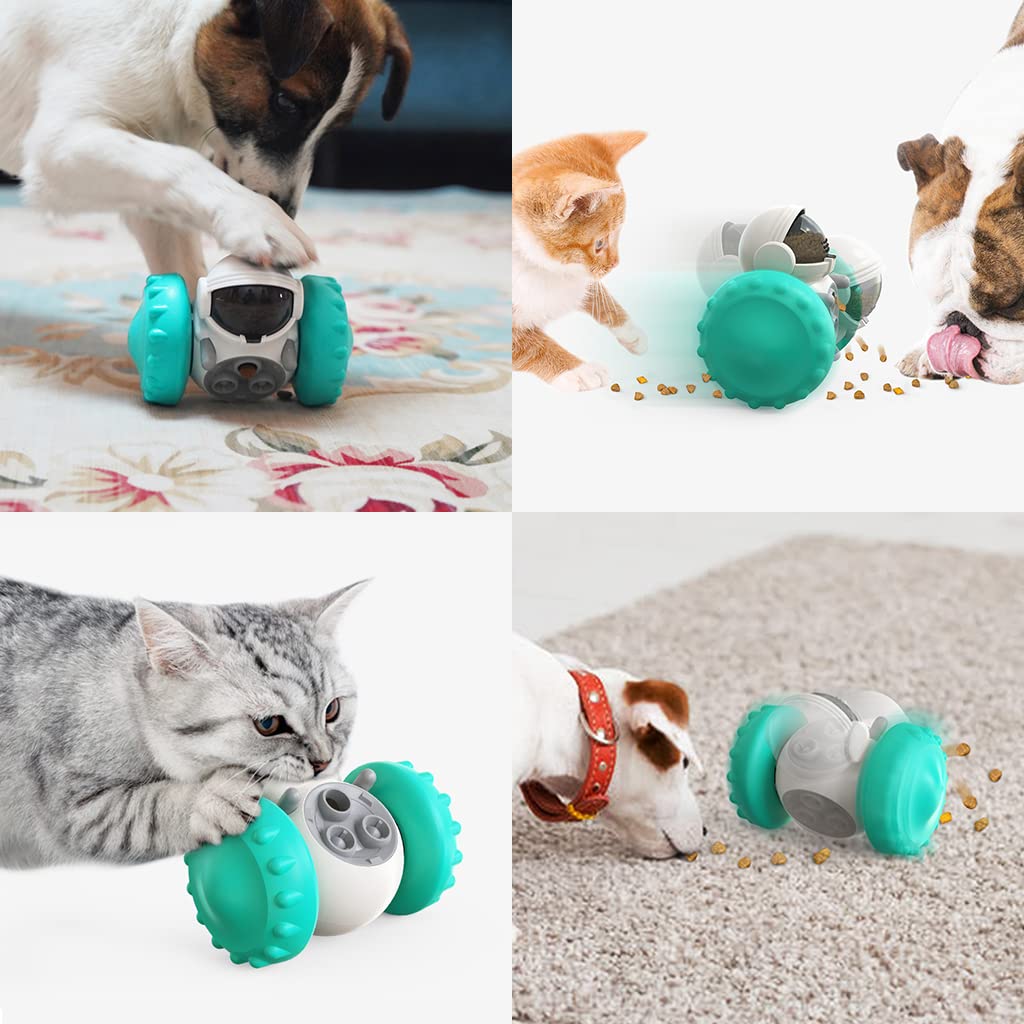 Qpets Interactive Dog Toys Tumbler Food Dispenser for Dog Cat Toy Tumbler Self-Swing Food Dispenser Toy for Dog Cat Slow Feeder Toy for Dogs Cats Dog Puzzle Toys