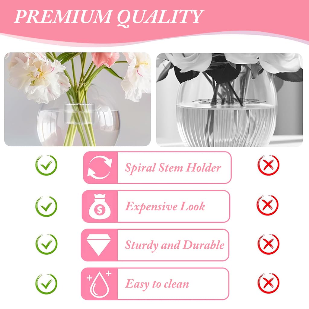 HASTHIP Flower Arrangement Holder, Spiral Stem Holder for Vases, Ikebana Flower Arranger, Acrylic Floral Grid for Flower Arrangement, Spiral DIY Bouquet Twister Flower Holder (Clear, L)