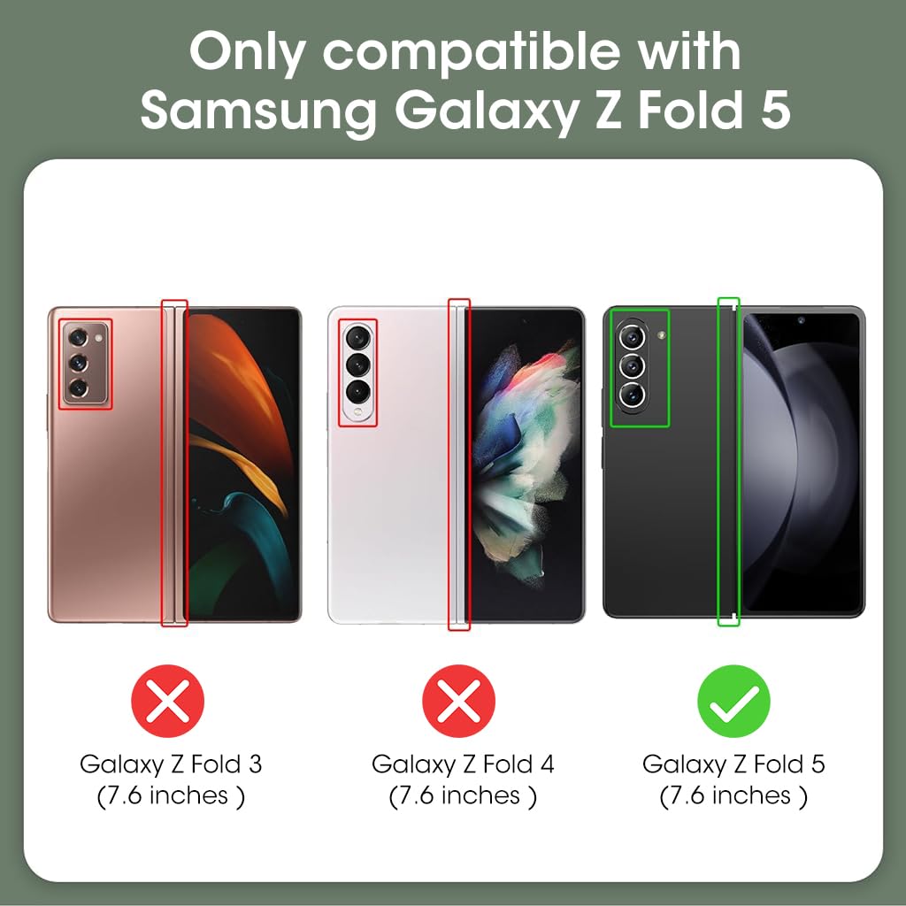ZORBES Phone Case for Samsung Galaxy Z Fold 5, Protective Case with Slide Camera Lens Cover & Screen Protector Built-in 360° Rotatable Kickstand Full Protective Phone Cover for Samsung Z Fold 5