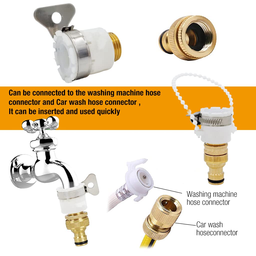 Proberos 2 in 1 Universal Tap Connector, Tap Connector Brass Adapter Quick Release Coupling, Pipe Connector for Tap 3/4 and 1/2 inch, Top Max Diameter 23mm, Faucet Adapter for Garden Hose Pipe