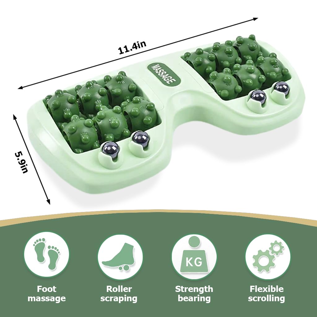 HANNEA Foot Massager Roller Plantar Foot Massager for Pain Relief and Deep Relaxation Foot Foot Roller Stress Relief Foot Massager for Women, Men, Green