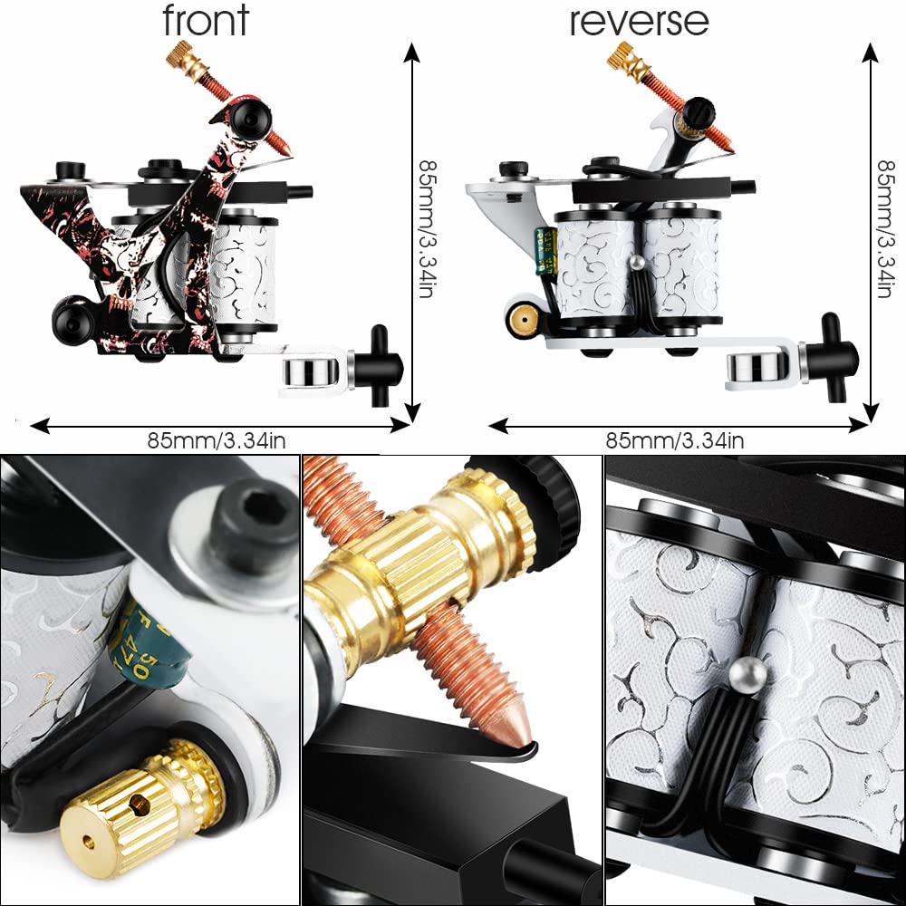 MAYCREATE Rotary Tattoo Machine Full Kit Coil Tattoo Machine Tattoo Shader & Liner Machine Tool Body Tattoo Machine Coil Machine Liner Coils Tattoo Machine for Beginners Starters Tattoo