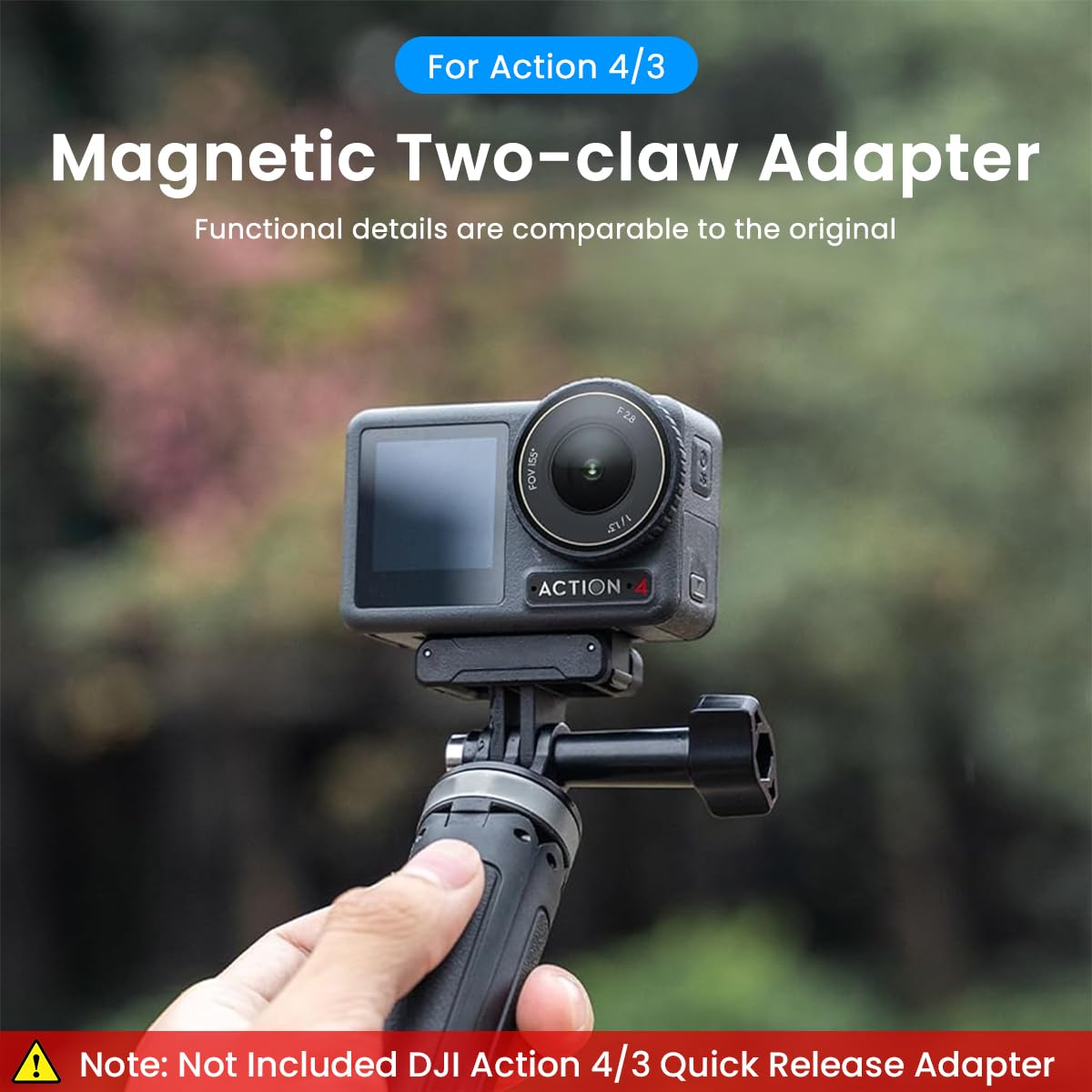 ZORBES Magnet Adapter Mount for DJI Action 4/3 Quick Release Adapter with Secure Claws Outdoor Tripod Adapter Mount Accessory for DJI Action 4/3