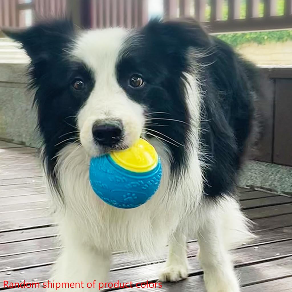 Qpets Squeaky Toys for Dogs, 3.5'' Dog Toy Ball Soft TPR Color Interactive Dog Balls, Squeaky Dog Ball Chew Toy for Dog Molar Interactive Pet Chasing Ball Toy (Randomly Distribute Ball Colors)