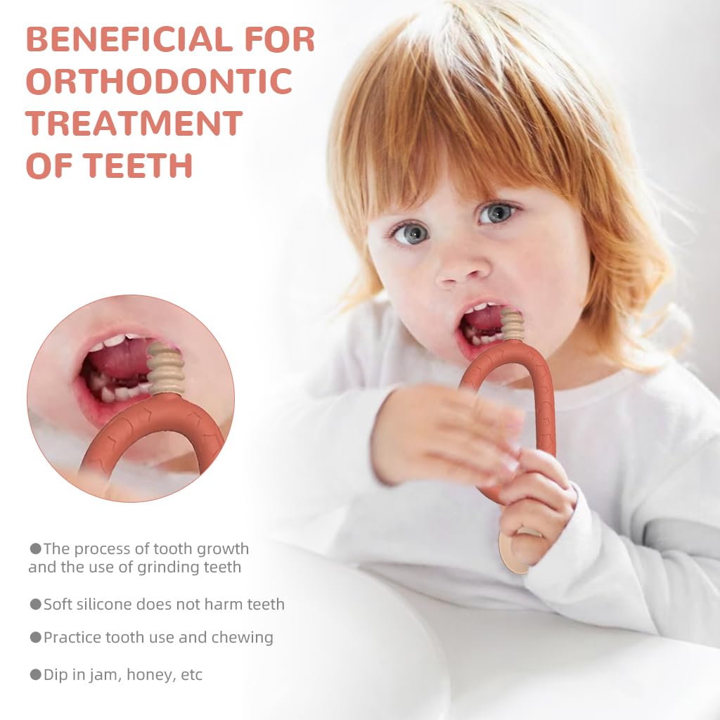 SNOWIE SOFT Baby Spoon 2 in 1 Baby Spoon Teether Spoon Feeding Spoon Innovative Loop Grip Self-feeding Spoon Food Grade BPA Free Soft Silicone Spoon Heat Resistant Baby Spoon for 6 Month+, Pink