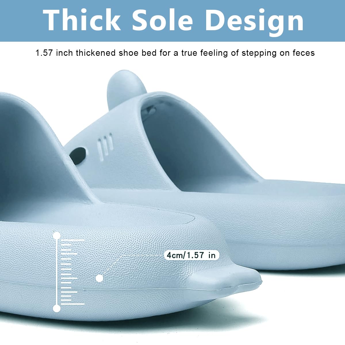 GUSTAVE Cartoon Shark Slippers for Women Cute EVC Anti-slip Slippers for Men Novelty Couple Slipper with Cushioned Thick Sole for Home, Bathroom, Beach, Pool (UK 9-10)