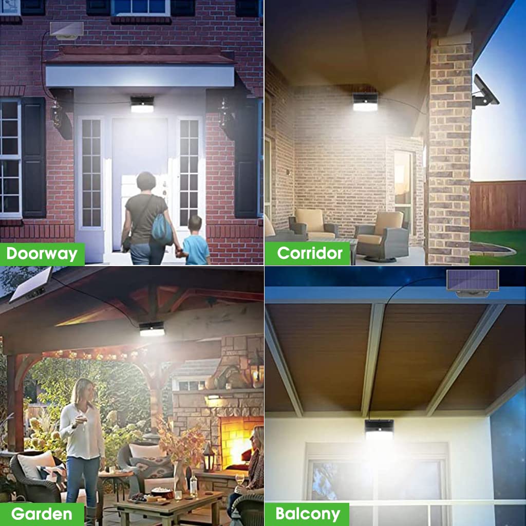 ELEPHANTBOAT Solar Light Outdoor Waterproof with Motion Sensor, 318 LED Solar Street Light Outdoor Waterproof with 3 Modes, 290¡ã Lighting Angle Solar Wall Light for Garden with 5 m Cable