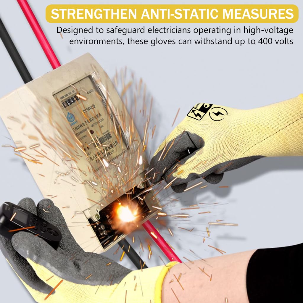 Serplex® Electrical Insulated Gloves Combo, Full Palm Rubberized, 400V & 1000V High Voltage Resistant, Non-Slip, Safe Electrician Work Gloves for Men & Women, Multipurpose DIY Safety Set