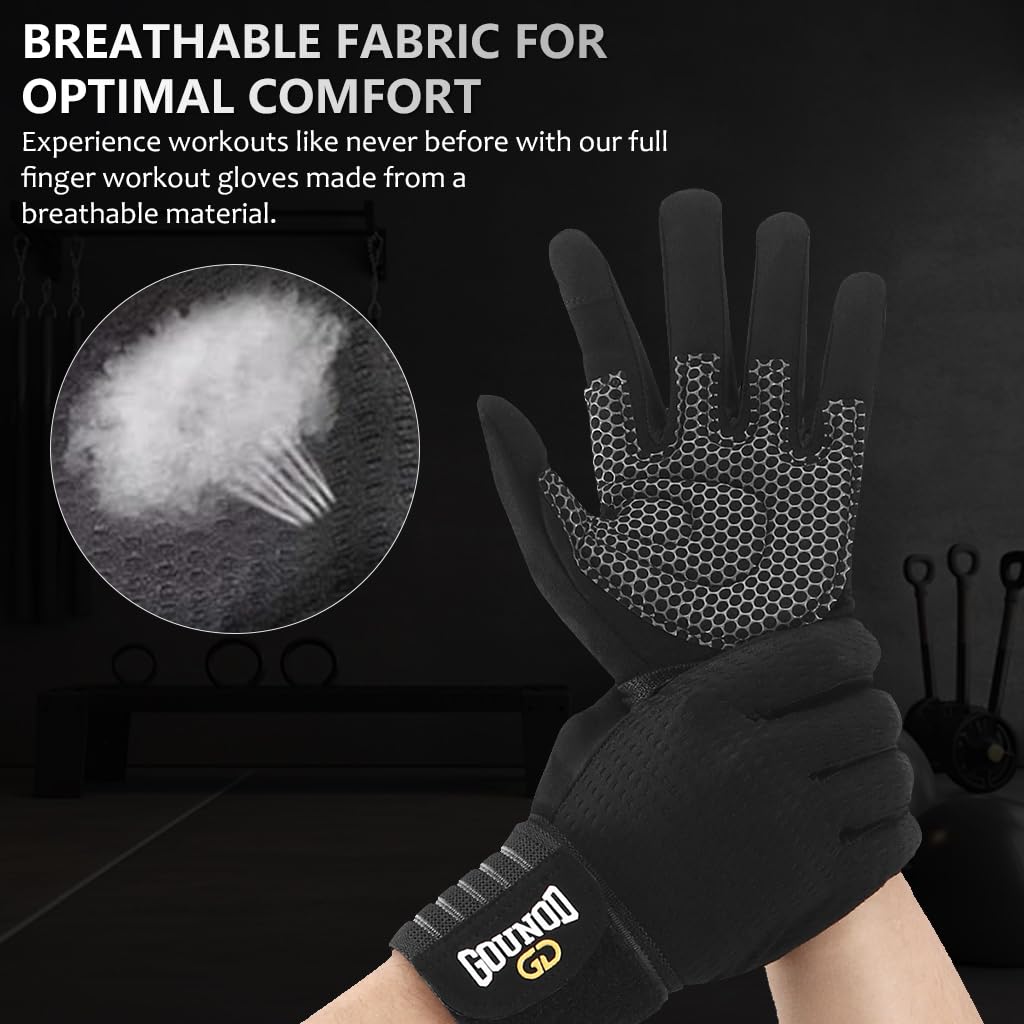 Proberos Full Finger Workout Gloves with Wrist Support, Gym Gloves for Men and Women, Gloves for Professional Weightlifting, Fitness Training and Workout, M