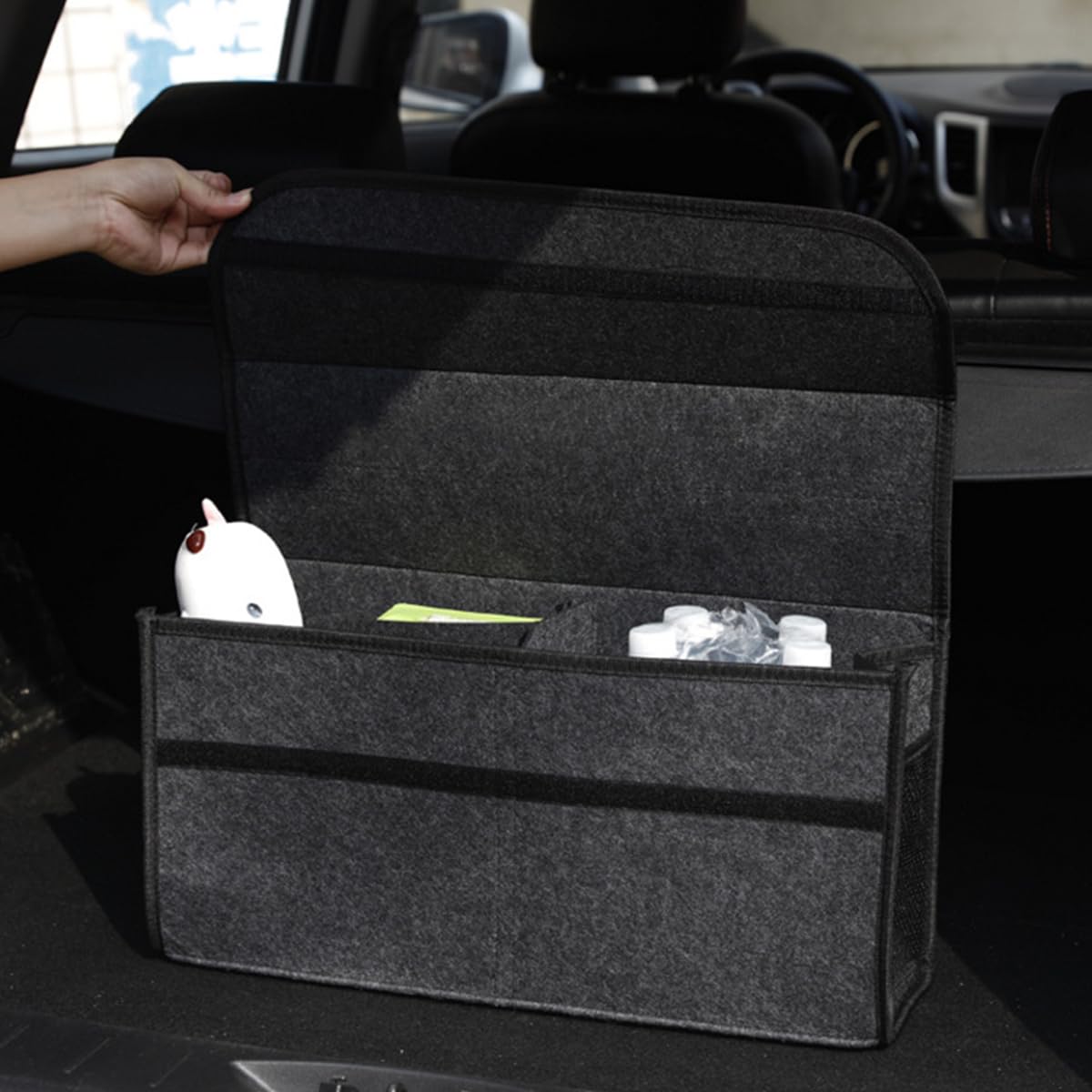 STHIRA Car Organizer Bag Tool Bag Felt Made Organizer Bag Car Trunk Organizer Bag Portable Car Trunk Organizer Bag with Handles Utility Car Organizer Bag for Accessories, Tools, 50x24x17cm