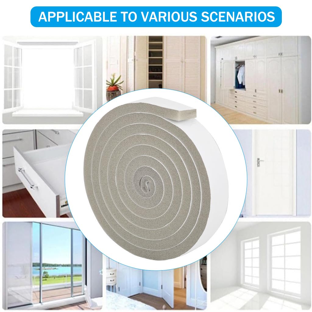HASTHIP Window Gap Filler Strip Gap Sealing Tape Self-Adhesive Foam Tape Gap Sealing Tape 3cm x 200 cm Noise Reduction Windproof Window Gap Sealer Foam Strip