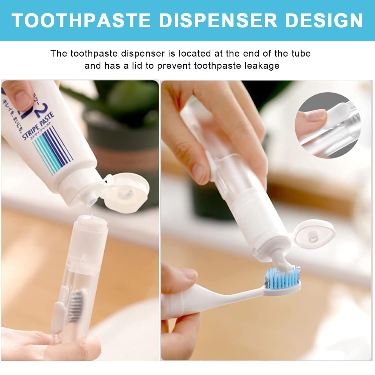 HANNEA Portable Travel Toothbrush, 3 in 1 with Travel Case and Extra Soft Bristles and Built-in Refillable Toothpaste Tube kit, Camping Travel Essential Accessories