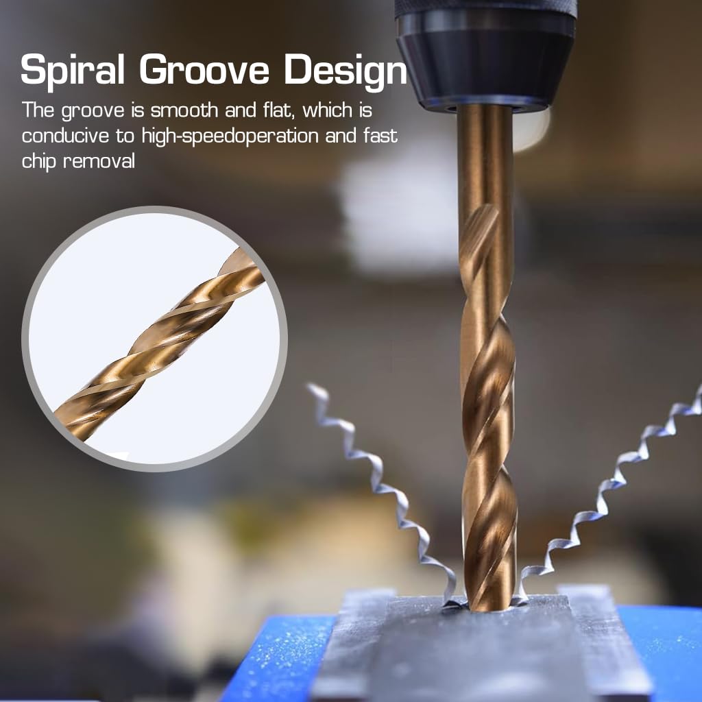 Serplex 13Pcs HSS Twist Drill Bit Set Twist Drill Milling Bits 1.5-6.5mm M35 High Speed Steel Twist Drill Bits 135 Degree Split Point for Stainless Steel, Cast Iron, Hard Metal, Plastic and Wood
