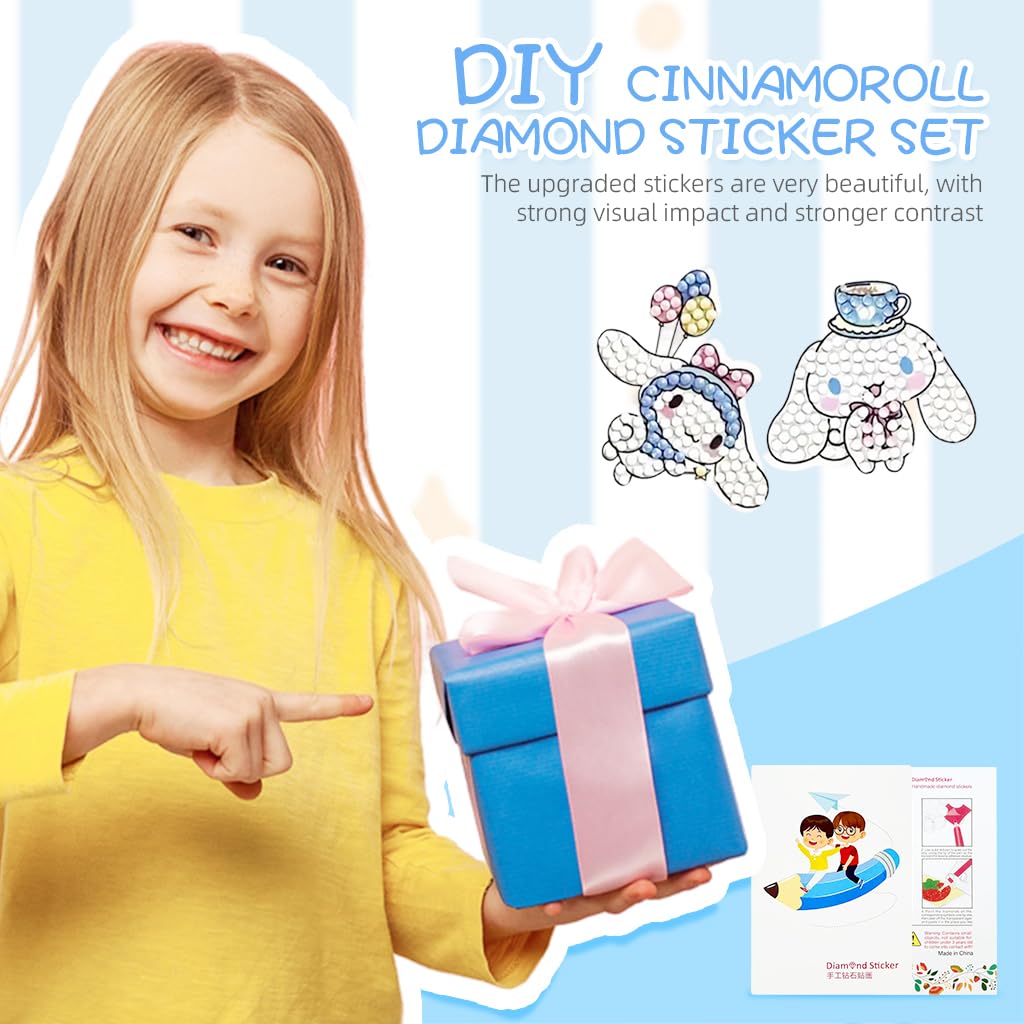 PATPAT DIY Diamond Painting Art Kit Cinnamoroll Diamond Stickers DIY Material Kit with Tools 12Pcs DIY Diamond Painting Cartoon Cinnamoroll Kawaii Stickers for DIY Crafts, Scrapbooking