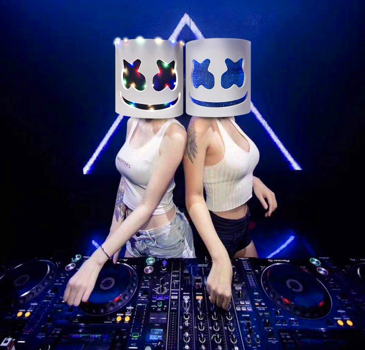 Optifit Halloween LED DJ Mask, Music Festival Halloween Party Costumes Cosplay Light Up Full Head Mask Helmet Toys for Men Women Kids' Party Supplies, Battery Powered