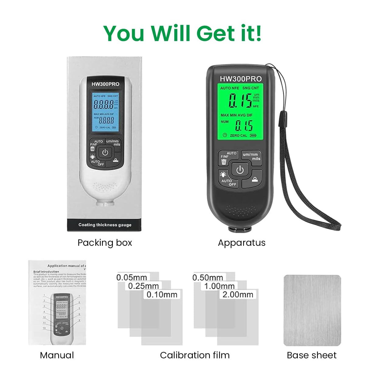 Serplex Automotive Paint Meter Car Paint Thickness Gauge for Fe & NFe Coating High Precision Probe Automotive Paint Meter Gauge 0~2000um Range, Auto Calibration, LCD Backlight, Battery Operated