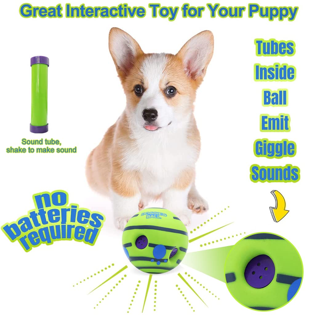 Qpets Dog Toy Balls, 5.5 Inch Dog Chasing Chew Ball Interactive Pet Toy Ball Fun Bouncing Giggle Ball, PVC Dog Molar Chew Ball Funny Pet Ball Chewing Toy Ball Toy for Medium Large Dogs