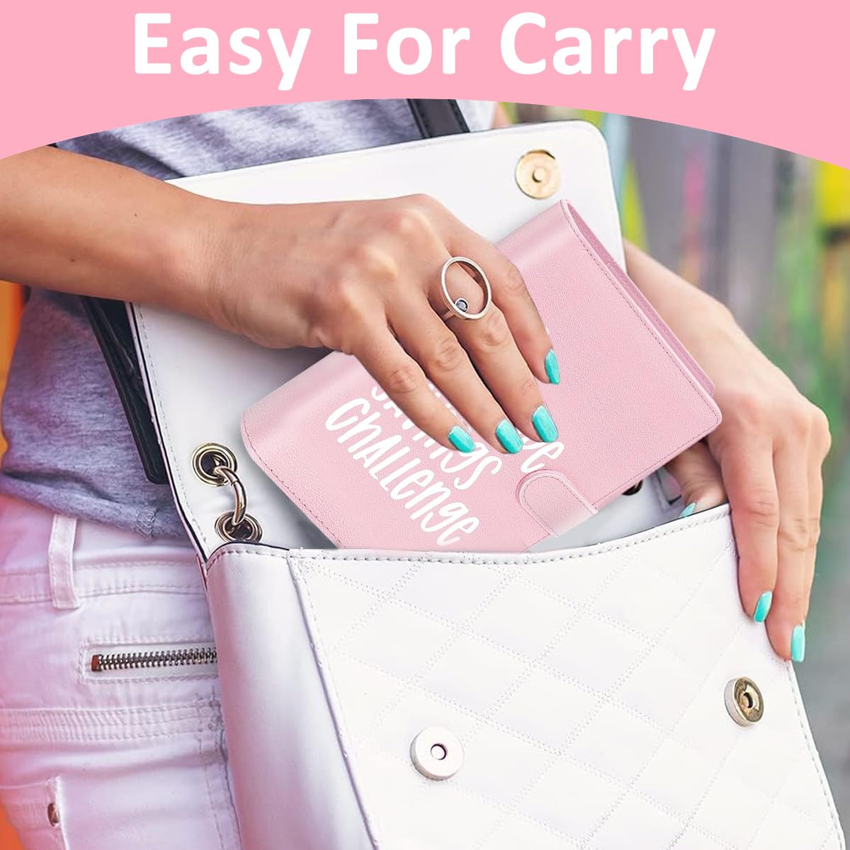 HASTHIP Money Saving Planner A5 Budget Binder 100 Days Money Saving Plan Binder with 100 Cash Envelopes Money Saving Budget Binder for Planning and Saving, Pink