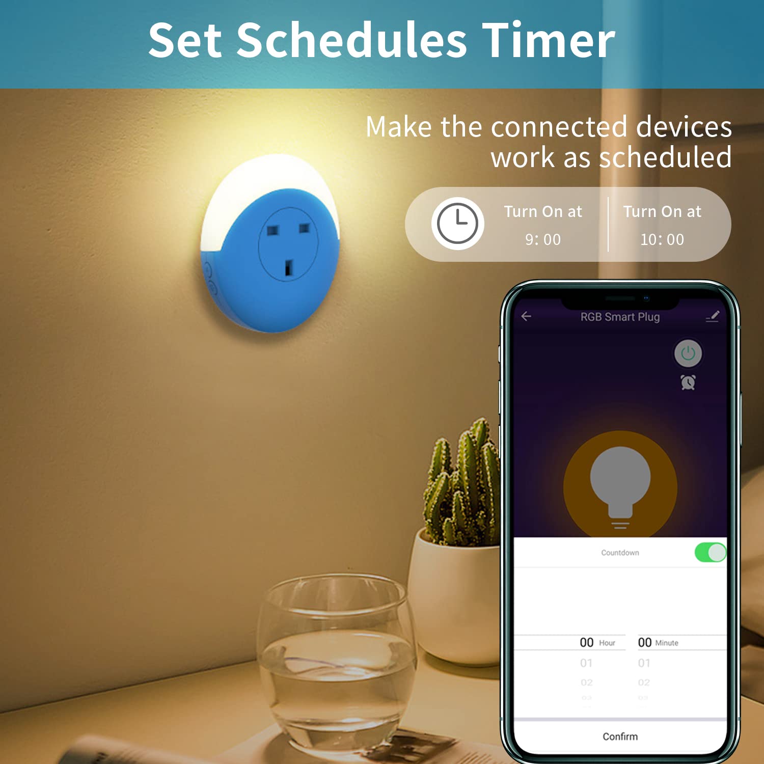 ZORBES Smart Plug with 6000K RGB Night Light, WiFi Power Plug Socket Compatible with Alexa and Google Assistant, Smart Home Plugs with Timer Fuction & Group Controller,Plug and Play, 2.4G WiFi Only