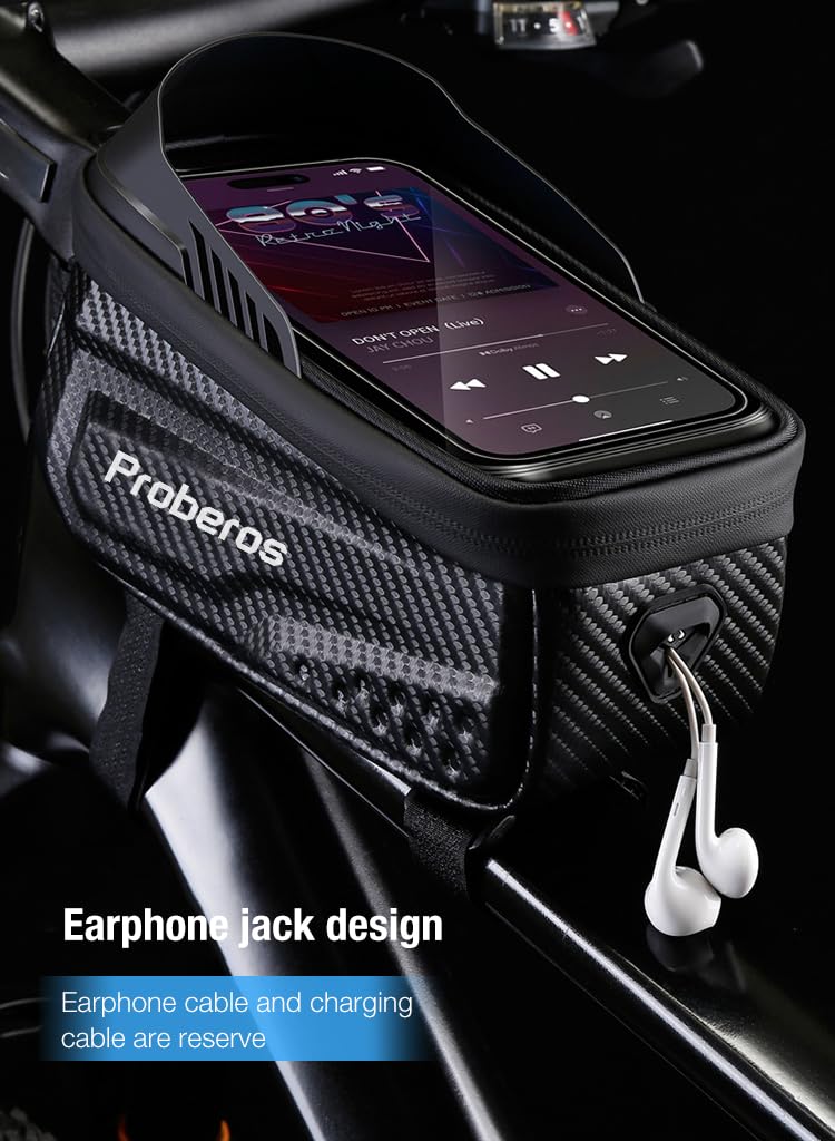 Proberos Cycle Frame Bag, Cycle Accessories Bag for 6.8'' Phone, Waterproof Touch Screen Cycling Bag with Sun Visor, Bicycle Front Frame Bag, Waterproof Touch Screen Bicycle Pouch Mobile Phone Holder