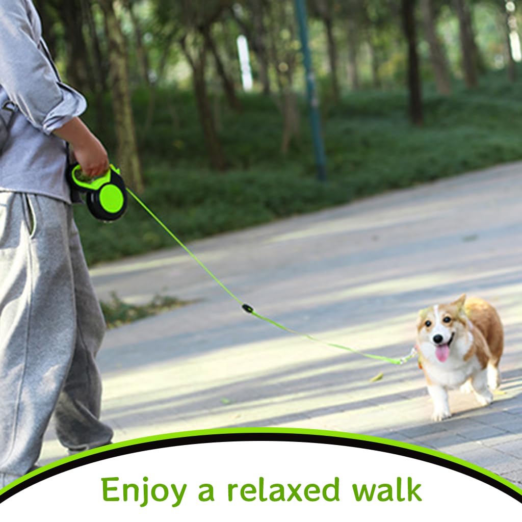 Qpets 16.4 Reflective Dog Leash Auto Retractable Dog Leash Retractable Dog Leash with 360 Degree Swivel Quick Release Buckle, No Pull Safety Reflective Dog Leash