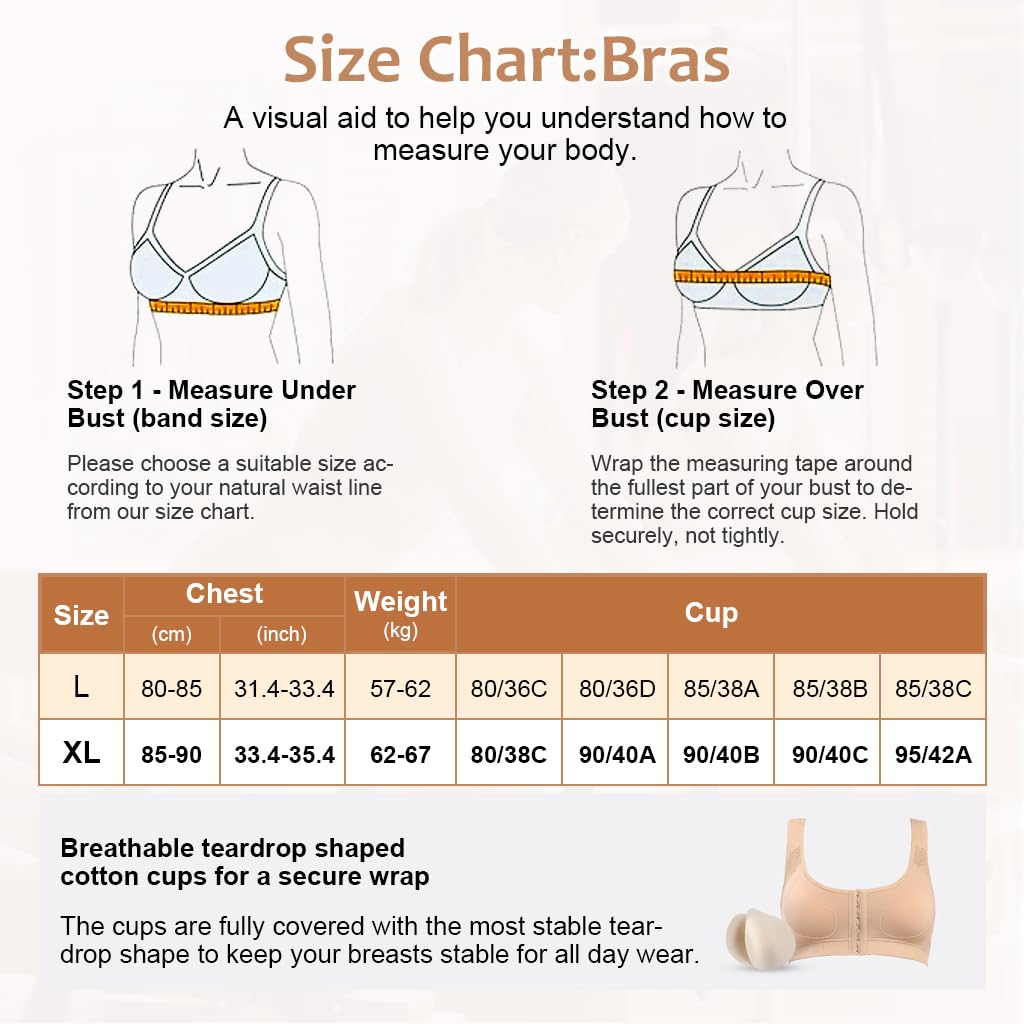 PALAY Women's Zip Front Sports Bra Wireless Post-Surgery Bra Active Yoga Sports Bras for Women Plus Size Workout Fitness Running, XL