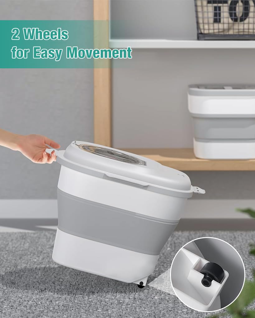Supvox Collapsible Rice Dispenser with Large Transparent Lid, Large Capacity 16.5-55lbs Airtight Rice Storage Container, Moisture Proof Kitchen Organiser for Rice, Cereals, Grains and Pet Food