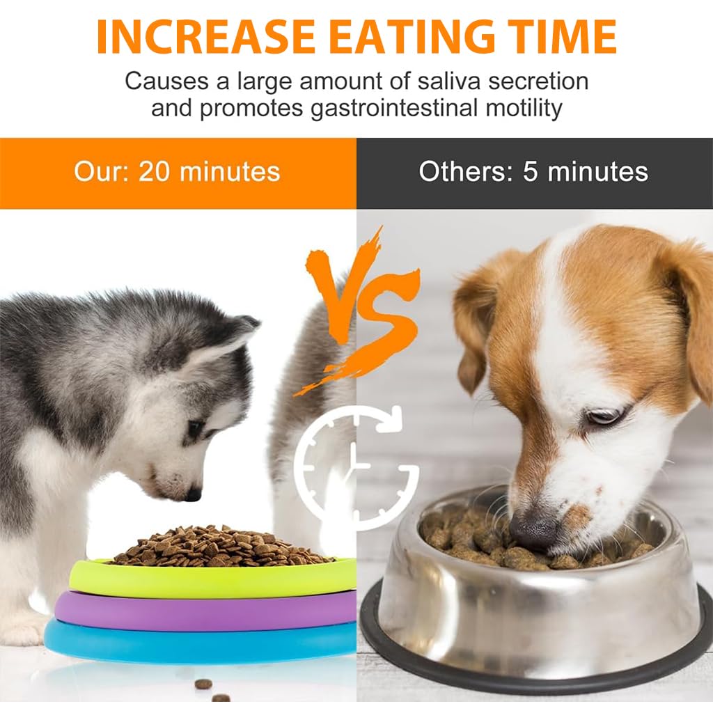 Qpets Dog Slow Feeder Bowl, Dog Toy Pet Slow Feeder for Dogs Large Puppy Puzzle Toy, Interactive Dog Toys Food Dispenser with Anti-Slip Pads - Round Edge & Triple Layer Rotatable