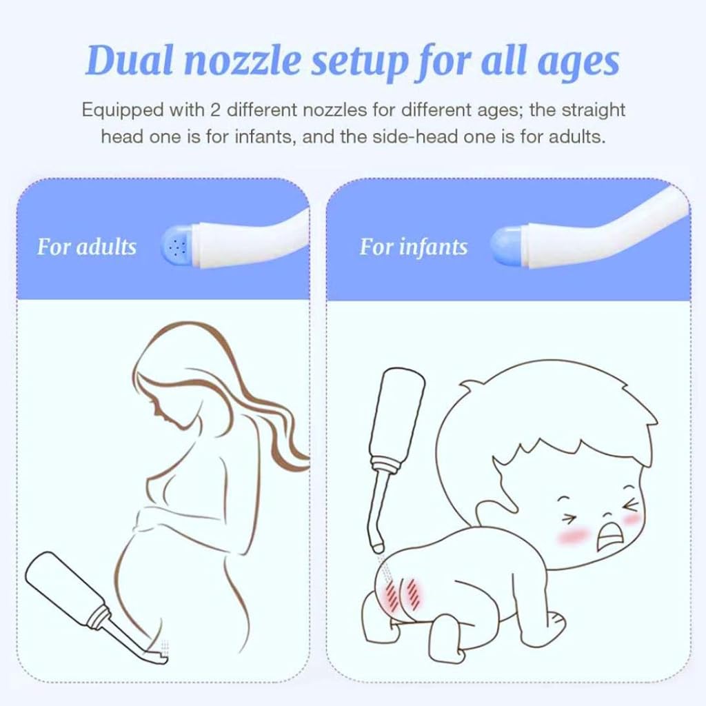 HANNEA® Portable Bidet Spray for Toilet 500ML Sprayer Douche Bottle for Postpartum Perineal Care Hemorrhoid Treatment Cleansing Mom After Birth Sanitary Fresh Water Clean 2PCS