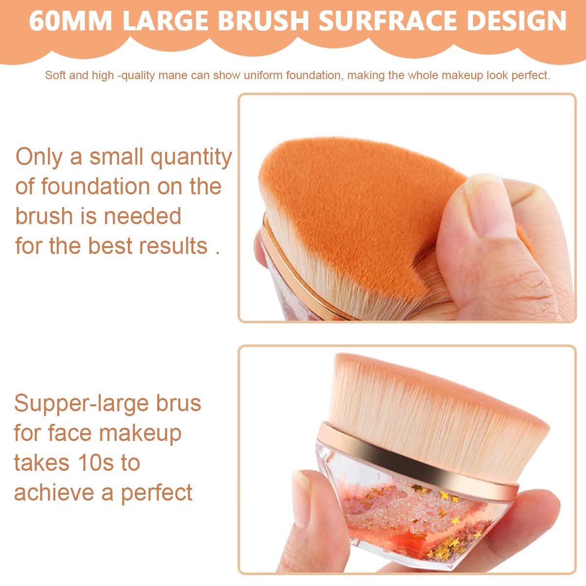 MAYCREATE Foundation Brush Flat Top Liquid Powder Makeup Brush Kabuki Face Blush Brush for Liquid & Cream, Flawless Blending Make Up Brush with Case