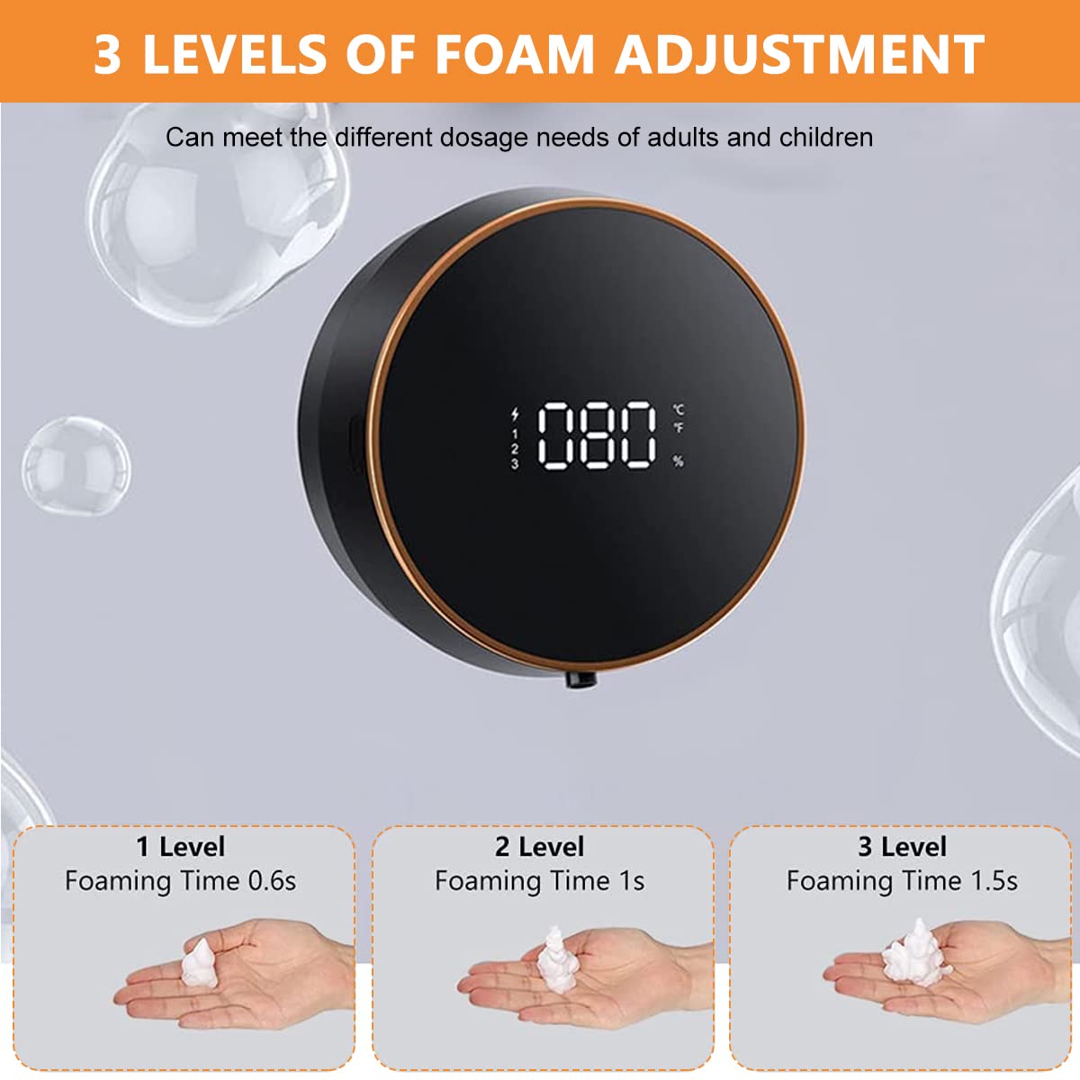 Supvox Auto Soap Dispenser LCD Soap Foamer Dispenser Adjustable Time No-Touch Wall Soap Foam Dispenser 280ml Hand Wash Soap Foamer Handwash Dispenser for Kitchen Bathroom Office Public Area
