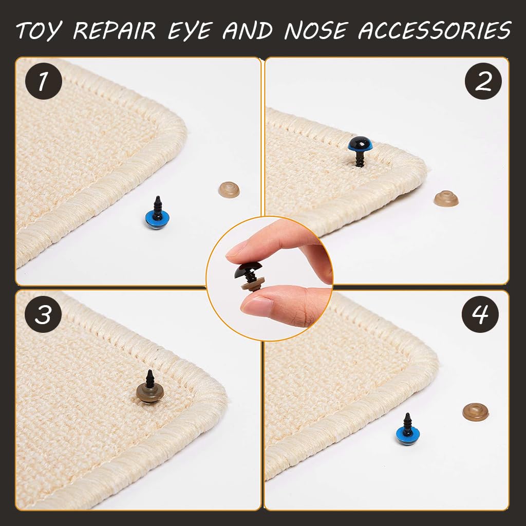 PATPAT 752pcs Googly Eyes for Craft Safety Eyes for Amigurumi Screw Fittings Stuffed Toy Eyes Nose Fittings with Assorted Size for DIY Doll Making, Toy Making, Handicraft Crochet Toy, Stuffed Toy