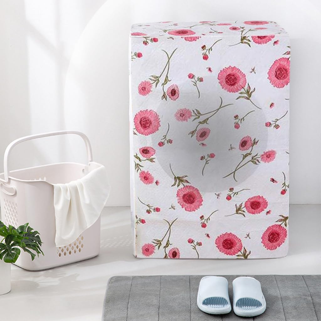 HASTHIP Washing Machine Dust Cover Front-Loading Washing Machine Dust Cover PEVA Washing Machine Fashion Floral Print Household Washing Machine Dust Cover