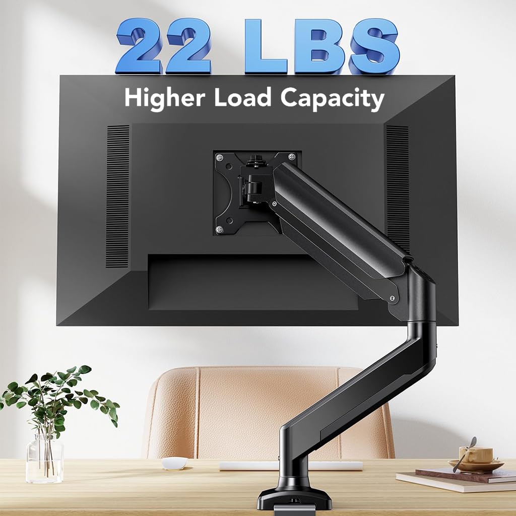 Verilux Desk Monitor Mount Aluminum Alloy Monitor Arm Desk Mount with Flexible Arm 360° Rotatable Monitor Screen Mount Screw-Mount Single Monitor Mount for 1332 Screens up to 22 lbs