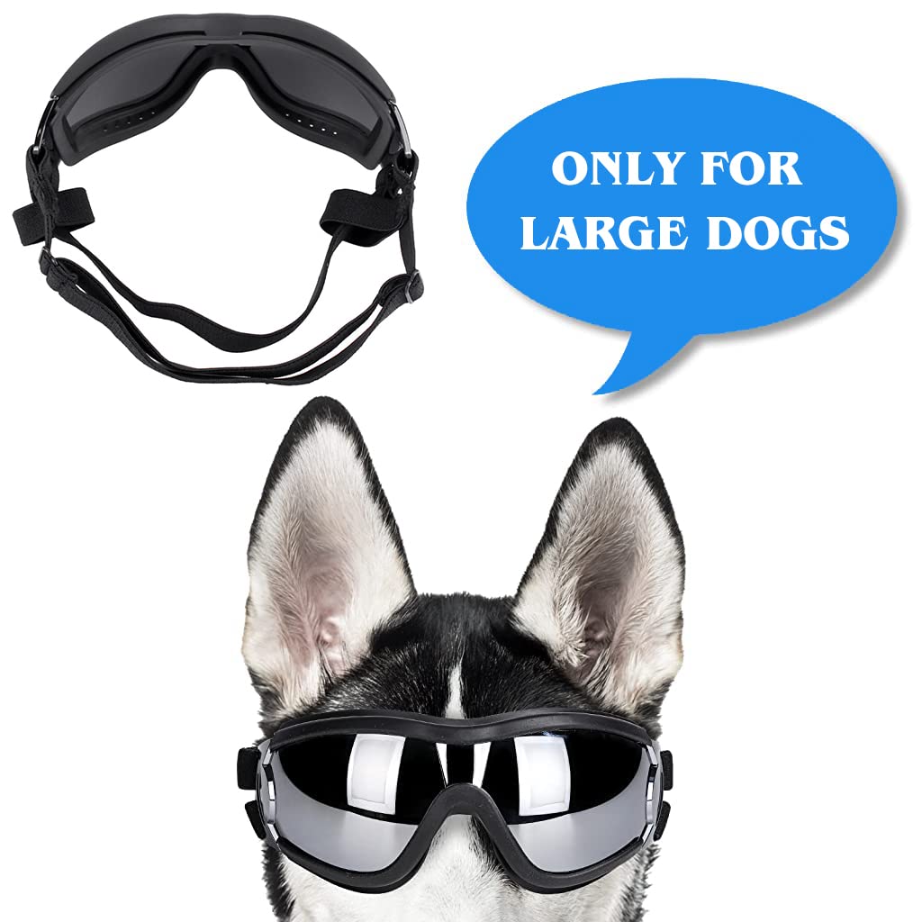 Qpets Dog Goggles Sunglasses for Outdoor Walking, Windproof Dustproof Goggle for Dogs UV Protection Goggles with Dual Adjustable Straps for Medium or Large Dog Fun Goggle for Dogs