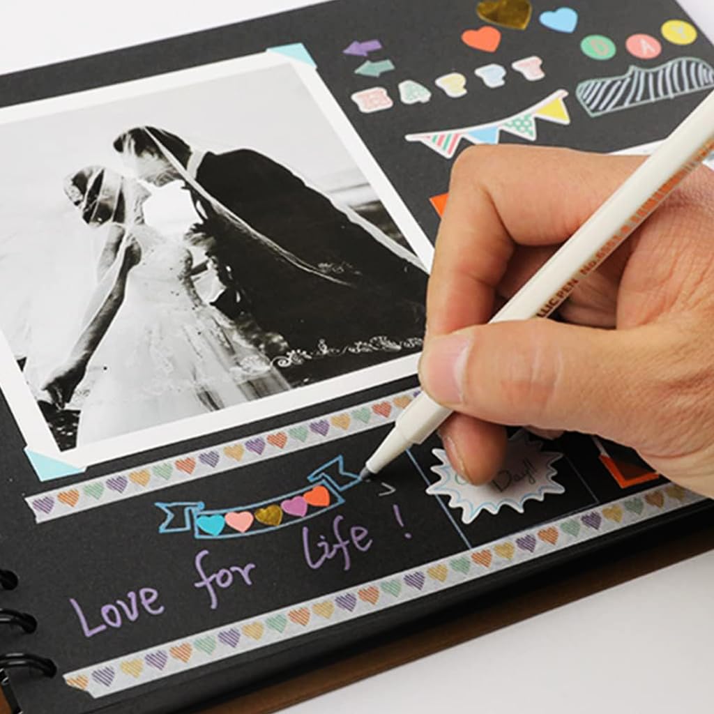 HASTHIP DIY Scrapbook Photo Album Kit, Anniversary Gift for Couple Special, A4 DIY Wedding Album Set with Color Stickers, Color Pen, Graduations Album Memory Photo Album, 80Pages/40Sheet