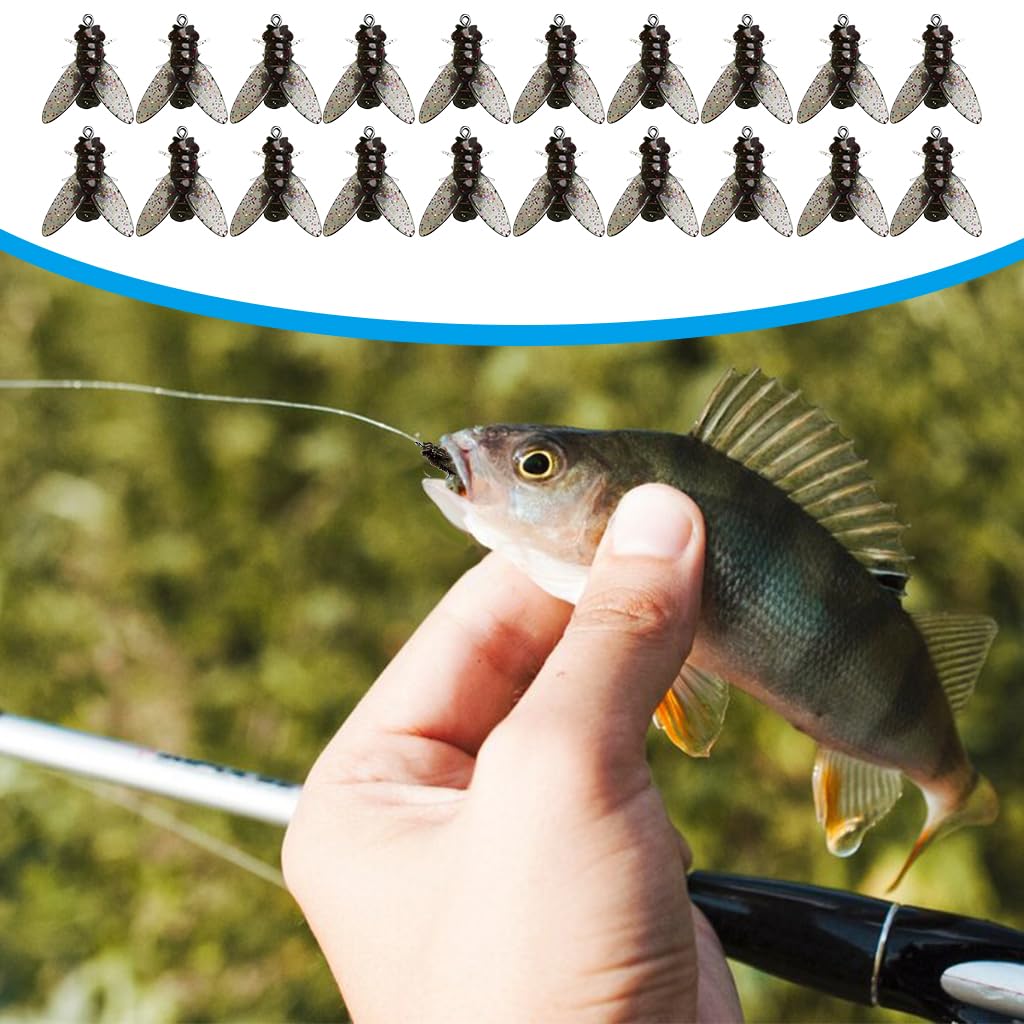 Proberos 20Pcs Bionic Fly Fishing Baits with Box 8mm Micro Bionic Soft Fly Fishing Baits Swimbaits Soft Flies Bass Fly Fishing Lures Kit, Saltwater Freshwater Flies Swim Baits Fly Fishing Hook