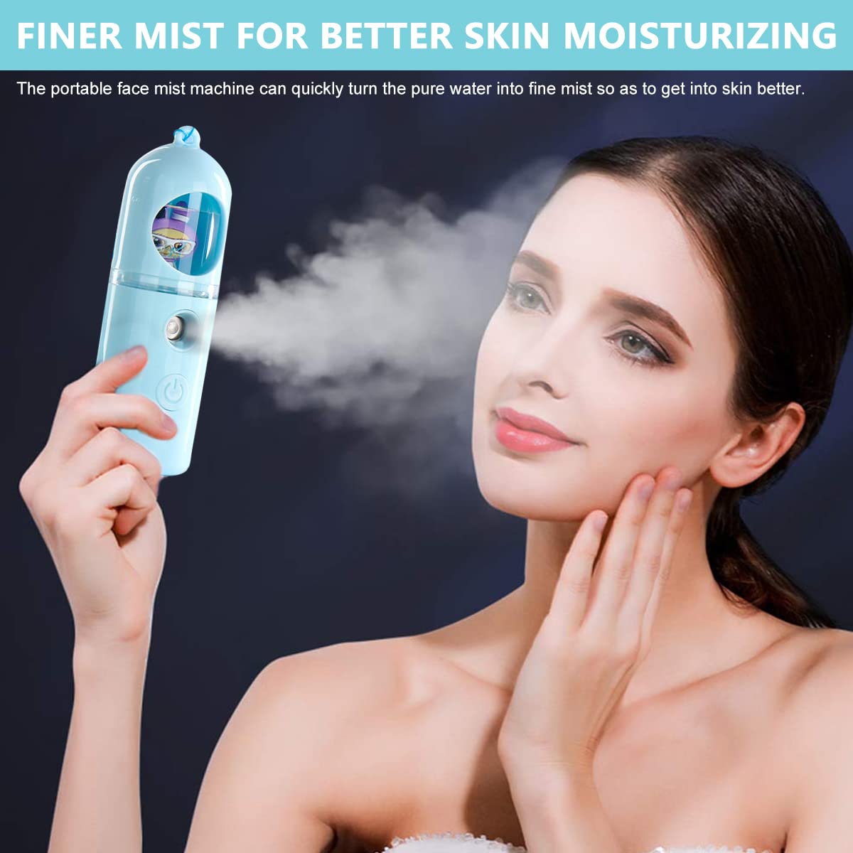 MAYCREATE Handy Face Mist Spray Cute Nano Facial Mist Sprayer, USB Rechargeable Portable Nano Mist Spray Mister, Moisturizing Face Spray Machine for Women Girls Skin Care, Daily Makeup (30ml Tank)